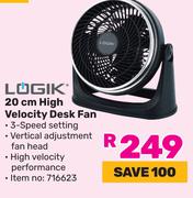 Logik 20cm High Velocity Desk Fan 