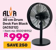 Alva 30cm Drum Desk Fan (Black) ACS212