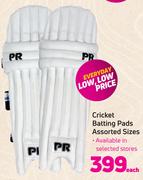 Poplar Cricket Batting Pads Assorted Sizes-Each