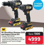 Cat 18V Brushless Hammer Drill And Impact Driver Kit CAT DX12K-Per Kit
