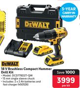 DeWalt 18V Brushless Compact Hammer Drill Kit DCD778D2T-QW