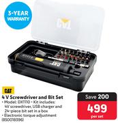 Cat 4V Screwdriver And Bit Set DX1110-Per Set