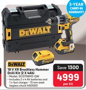 DeWalt 18V XR Brushless Hammer Drill Kit (2 x 4AH) DCD796M2-QW