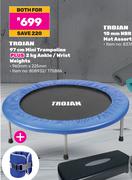 Trojan 97cm Mini Trampoline Plus 2Kg Ankle/Wrist Weights-Both For