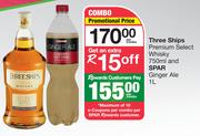 Three Ships Premium Select Whisky 750ml & Ginger Ale 1Ltr-Per Combo