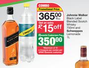 Johnnie Walker Black Label Blended Scotch Whisky 750ml & Schweppes Lemonade 1Ltr-Per Combo