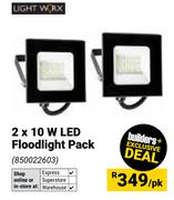 Lightworx 2 x 10W LED Floodlight Pack-Per Pack