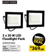 Lightworx 2 x 30W LED Floodlight Pack-Per Pack
