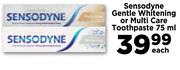 Sensodyne Gentle Whitening Or Multi Care Toothpaste-75ml Each