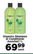 Organic Shampoo or Conditioner Assorted-1Ltr Each