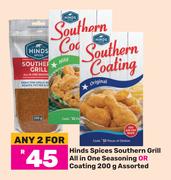 Hinds Spices Southern Grill All In One Seasoning Or Coating 200g Assorted-For Any 2