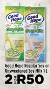Good Hope Regular Soy Or Unsweetened Soy Milk-For 2 x 1L