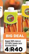 Rugani 100% Juice Or ZZ2 100% Tomato Juice Assorted-For 4 x 330ml