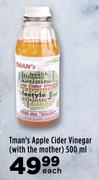 Tman's Apple Cider Vinegar (With The Mother)-500ml Each