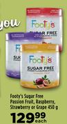 Footy's Sugar Free Passion Fruit, Raspberry, Strawberry Or Grape-450g Each
