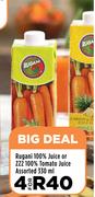 Rugani 100% Juice Or ZZ2 100% Tomato Juice Assorted-For 4 x 330ml