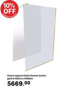 Amaro Auqaror Bath Shower Screen Gold W120cm x H200cm
