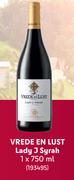 Vrede En Lust Lady J Syrah-750ml Each