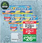 Danone Nutri day Smooth Yoghurt (Selected Excl.Fruit)-2 x 6 x 100g