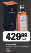 Inverroche Amber, Classic Or Verdant Gin-750ml Each