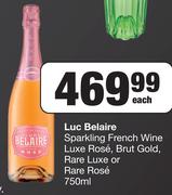 Luc Belaire Sparkling French Wine Luxe Rose, Brut Gold, Rare Luxe Or Rare Rose-750ml Each
