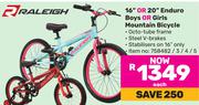 Raleigh 16" Or 20" Enduro Boys Or Girls Mountain Bicycle-Each