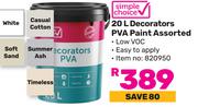 Simple Choice Decorators PVA Paint Assorted-20Ltr