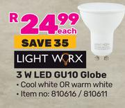Lightworx 3W LED GU10 Globe-Each