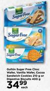 Gullon Sugar Free Choc Wafer,Vanilla Wafer,Cocoa Sandwich Cookies 210g Or Digestive Biscuits 400g-Ea