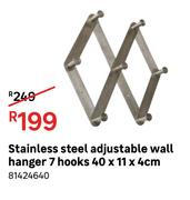 Stainless Steel Adjustable Wall Hanger 7 Hooks 40 x 11 x 4cm 81424640