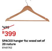 Spaceo Hanger FSC Wood Set Of 20 Nature 81461762