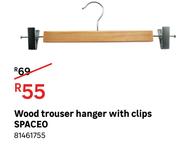 Spaceo Wood Trouser Hanger With Clips 81461755