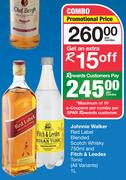 Johnnie Walker Red Label Blended Scotch Whisky 750ml And Fitch & Leedes Tonic 1Ltr-Per Combo