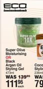 Eco Style Super Olive Moisturising Or Black Argan Oil Styling Gel-473ml Each