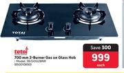 Totai 700mm 2 Burner Gas On Glass Hob 26/GOG2BNR