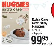 Huggies Extra Care New Baby Nappies (Size 1 42 Pack)- Per Pack