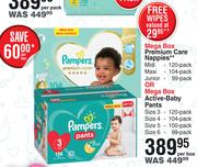 Pampers Mega Box Premium Care Nappies Or Mega Box Active-Baby Pants-Per Box
