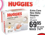 Huggies Extra Care New Baby Nappies (Size 0, 25 Pack)- Per Pack