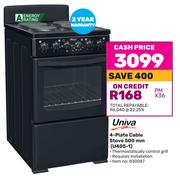 Univa 4-Plate Cable Stove 500mm U405-1
