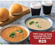 Two Cups Of Soup Assorted-350ml & Two Bread Rolls