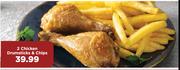 2 Chicken Drumsticks & Chips