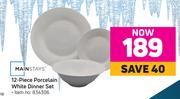 Mainstays 12 Piece Porcelain White Dinner Set