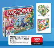 Monopoly, Twister Or Cluedo Junior Board Games-Each