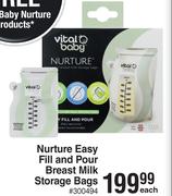 Vital Baby Nurture Easy Fill & Pour Breast Milk Storage Bags-Each