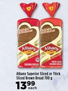 Albany Superior Sliced Or Thick Sliced Brown Bread-700g Each