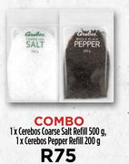 Cerebos Coarse Salt Refill 500g & Cerebos Pepper Refill 200g Combo-Per Combo