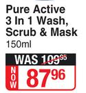 Garnier Pure Active 3 In 1 Wash, Scrub & Mask-150ml