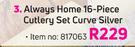 Always Home 16 Piece Cutlery Set (Curve Silver)