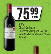 KWV Classic Collection Cabernet Sauvignon, Merlot, Petit Verdot, Pinotage Or Shiraz-750ml Each