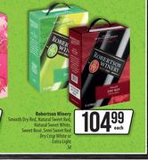 Robertsons Winery Smooth Dry Red,Natural Sweet Red,Sweet White,Sweet Rose-3L Each